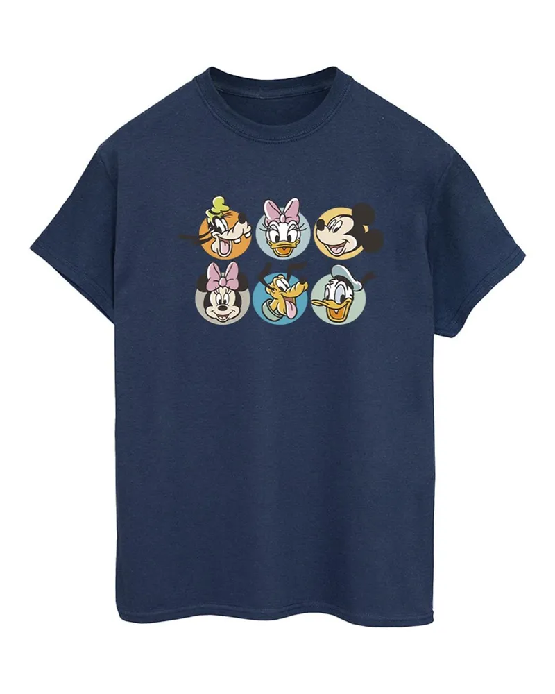 Disney Mickey Mouse And Friends Faces" T-Shirt für Damen (Marineblau Marineblau