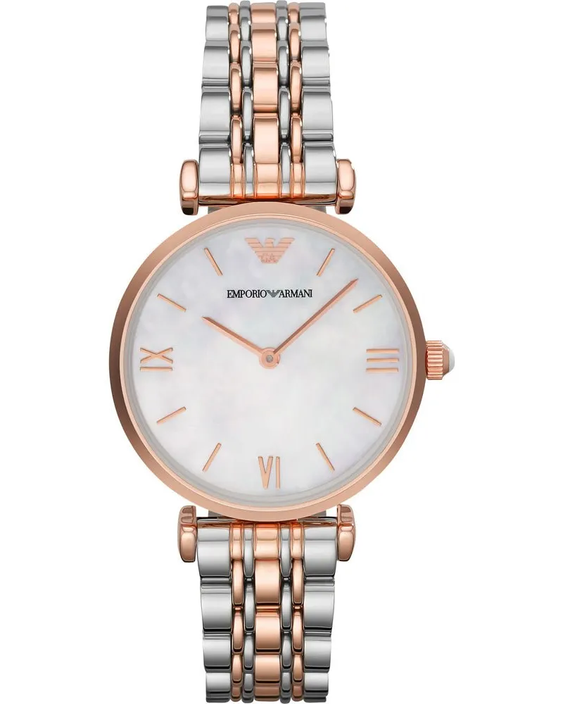 Emporio Armani AR1683 Gianni T-Bar zweifarbige Damenuhr Silber