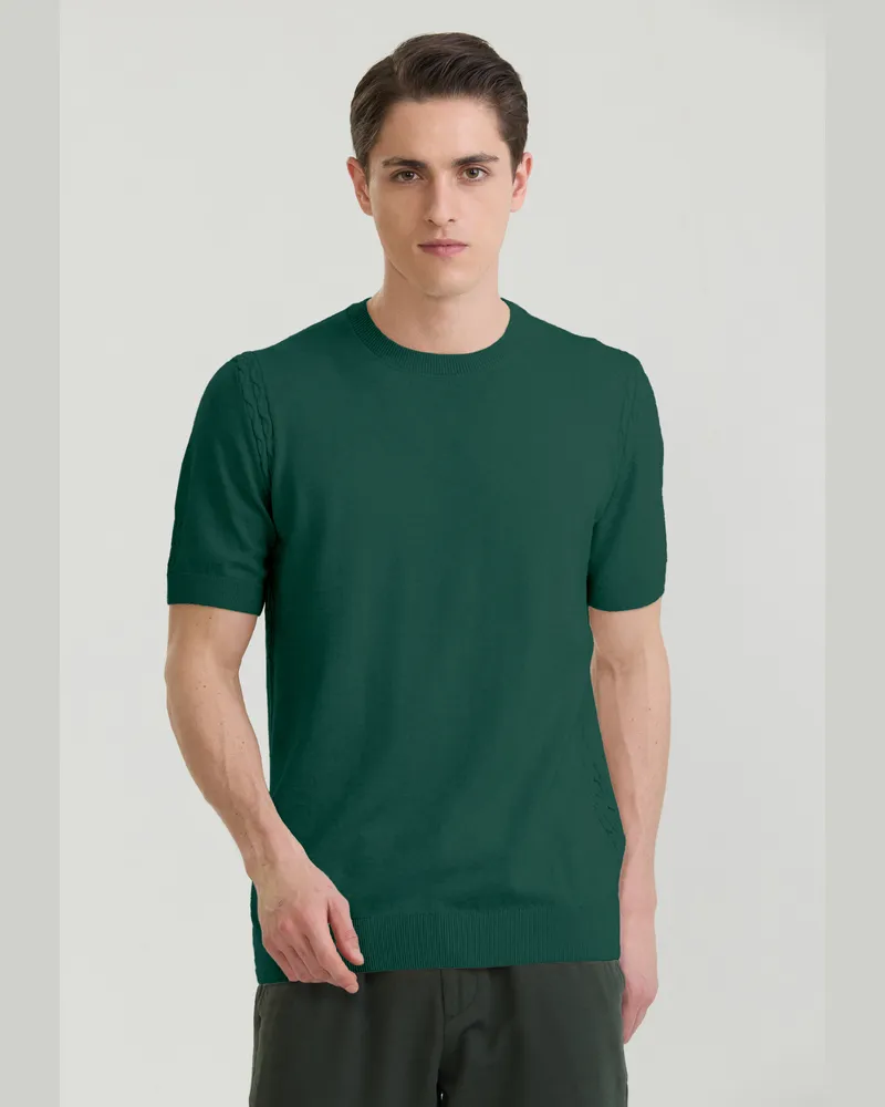 Felix Hardy Basic-Strick-T-Shirt mit Rundhalsausschnitt - Dunkelgrün Dunkelgrün