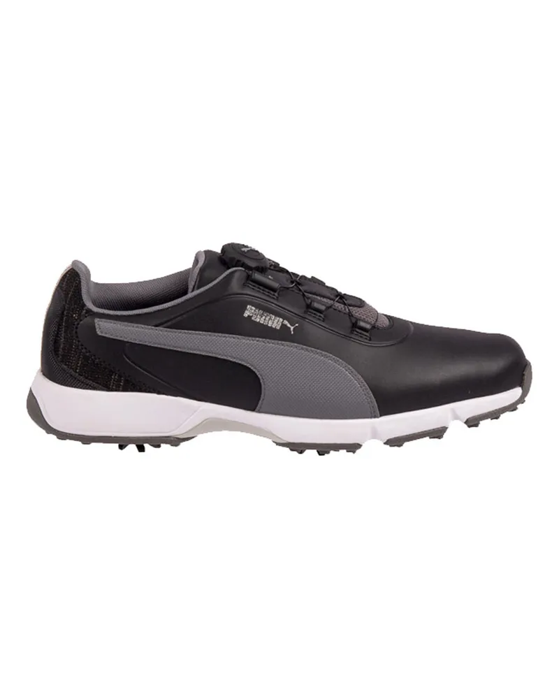 Puma Drive Fusion Disc Black Smooth Leder Herren Trainer 192226 02 Schwarz