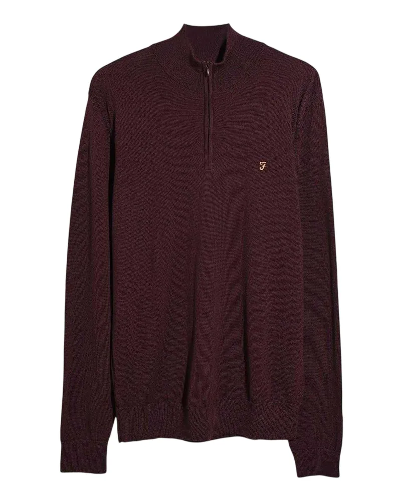 Farah 1920 Pullover Top für Herren, Reißverschluss (Burgunderrot Bordeaux