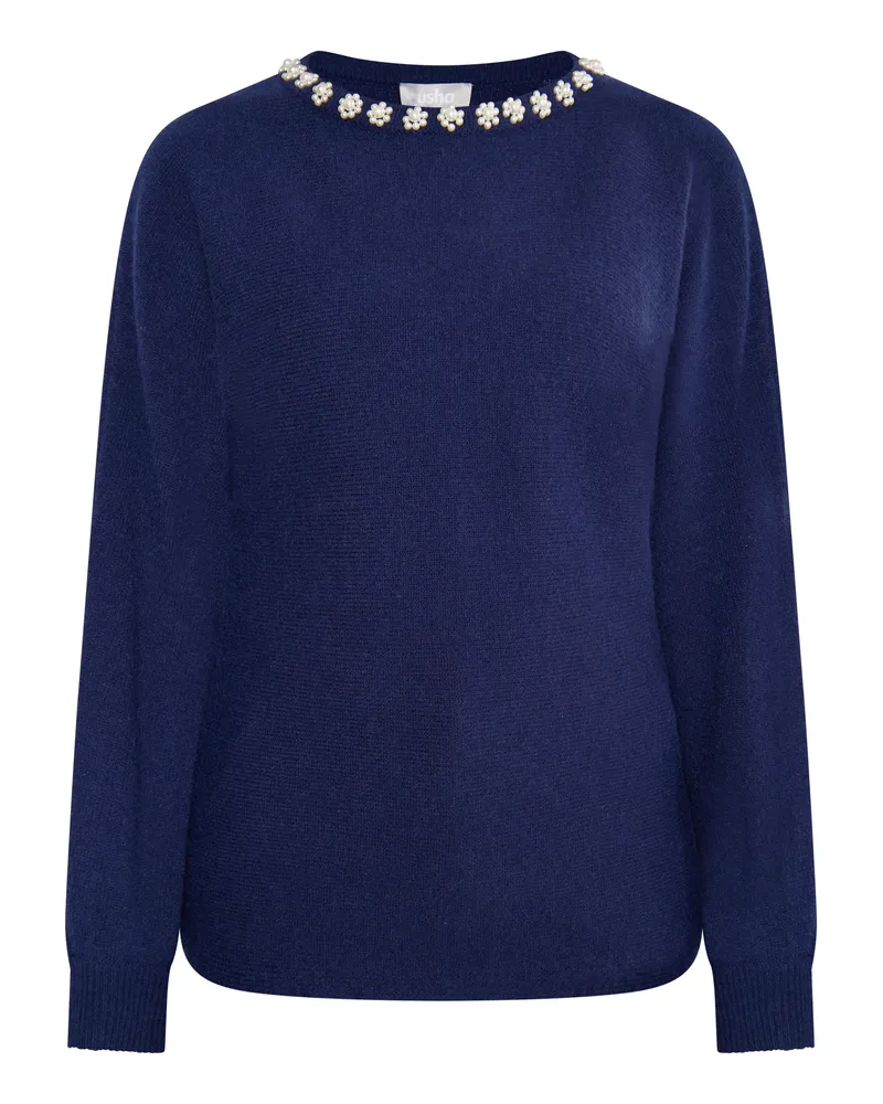 Usha Pullover mit Perlen Damen Marine Marineblau