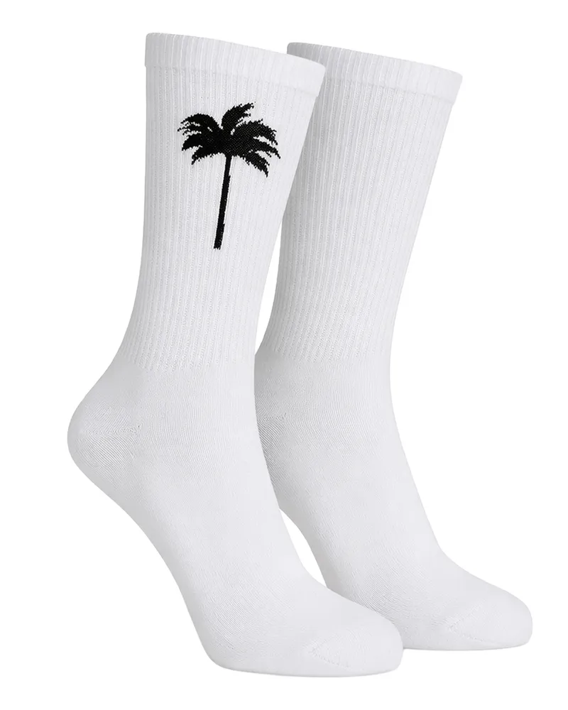 Palm Angels Herren Lange Baumwollsocken PMRA001S22FAB0050110 Weiß