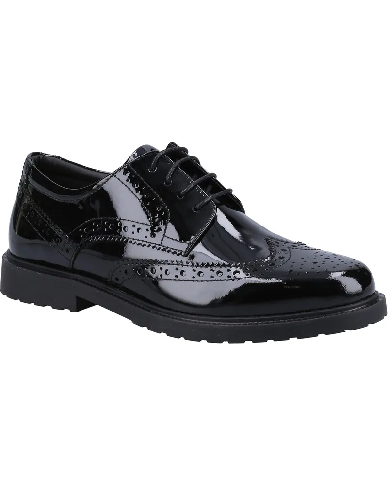 Hush Puppies Verity Leder Damen Lack Schwarze Brogues Schuhe Schwarz