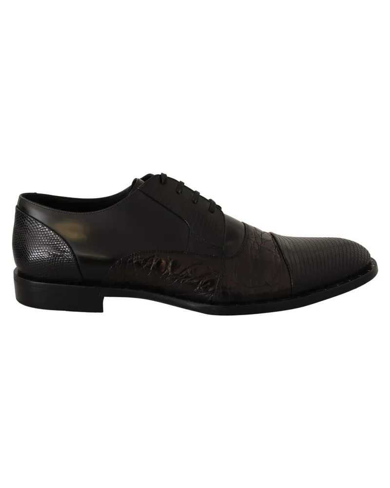 Dolce & Gabbana Schwarze Leder Exotische Haut Formal Schuhe Schwarz