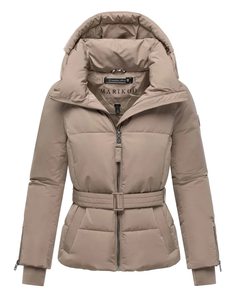Marikoo Damen Steppjacke Aleyna mit Taillengürtel & Magnetverschlüssen Grau