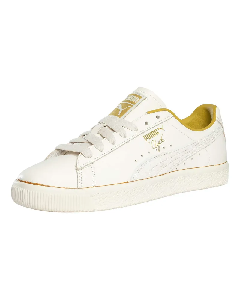 Puma Clyde – Die Ungetragenen Ledersneaker, Weiß Weiß