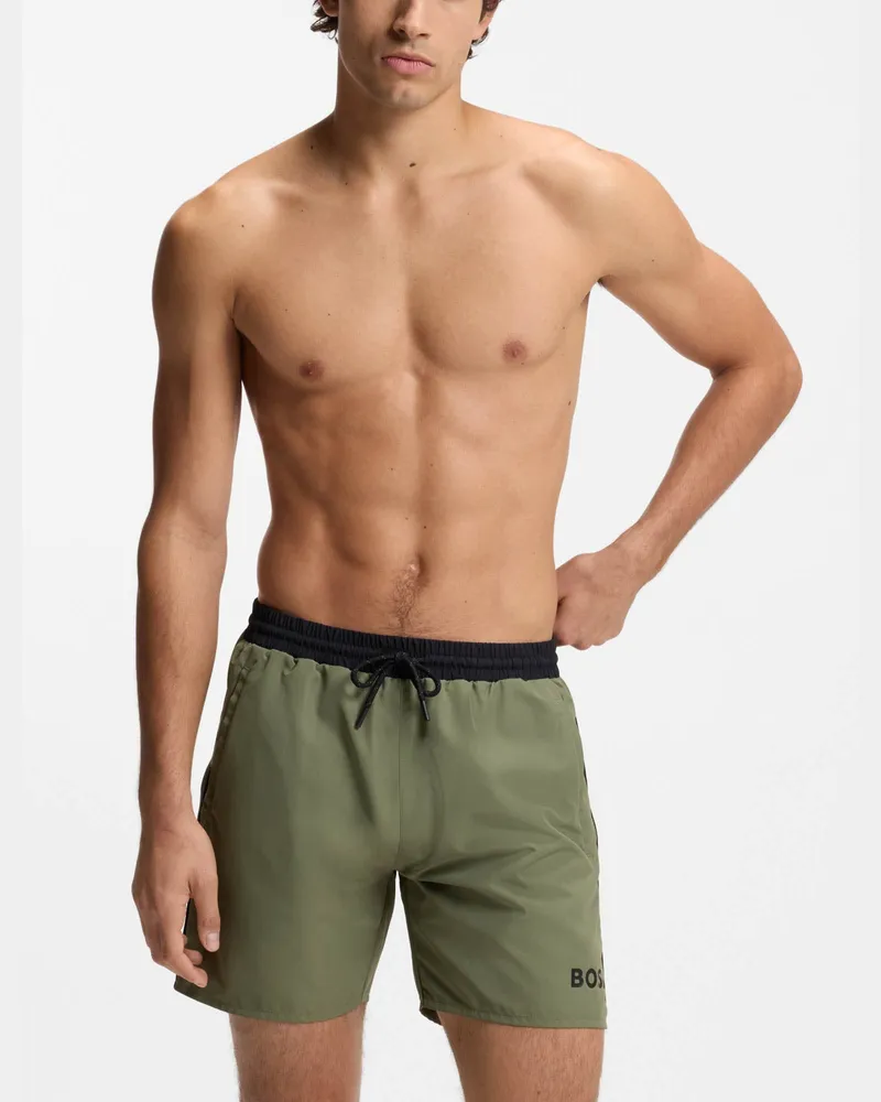 HUGO BOSS Sternenfisch Badeshorts in Khaki Khaki