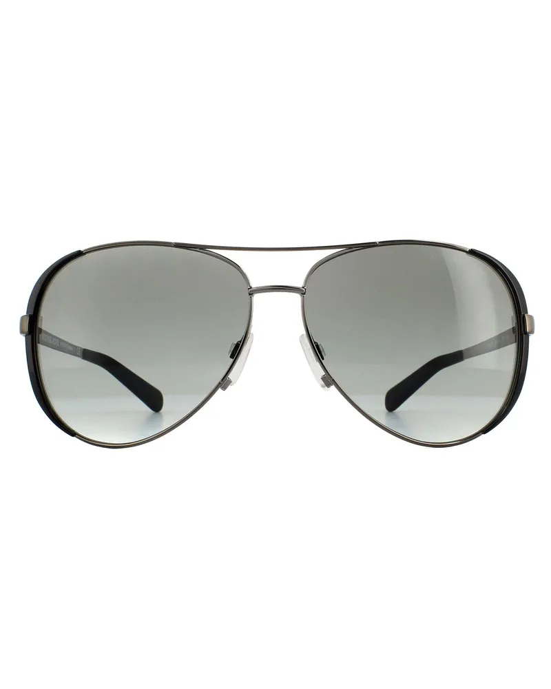Michael Kors Aviator Womens Gunmetal Black Grey Gradient Lunettes de soleil Schwarz