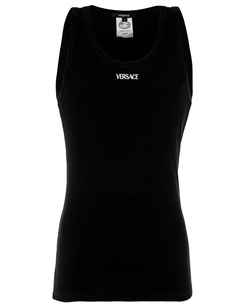 Versace Geripptes Unterhemd - Schwarz Schwarz
