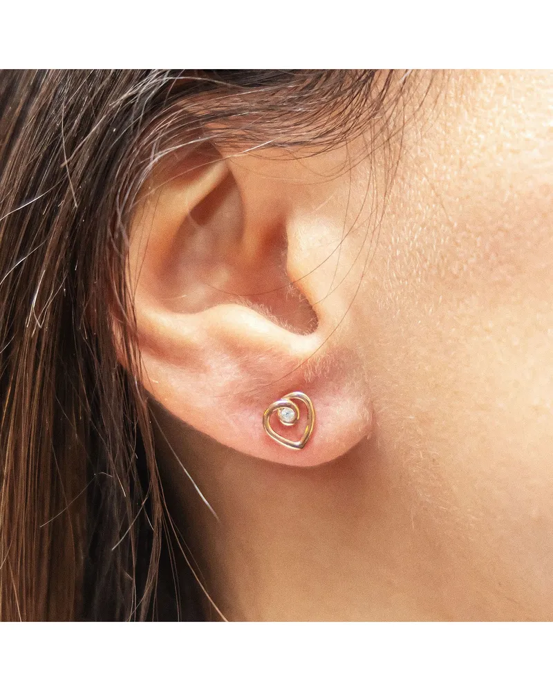 cai Ohrstecker aus 925er Sterling‑Silber, rotvergoldet mit Zirkonia - Roségold Roségold