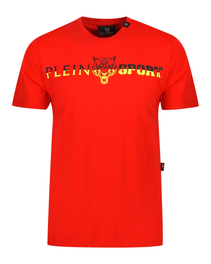 Philipp Plein Bold Split Logo Rotes T-Shirt Rot