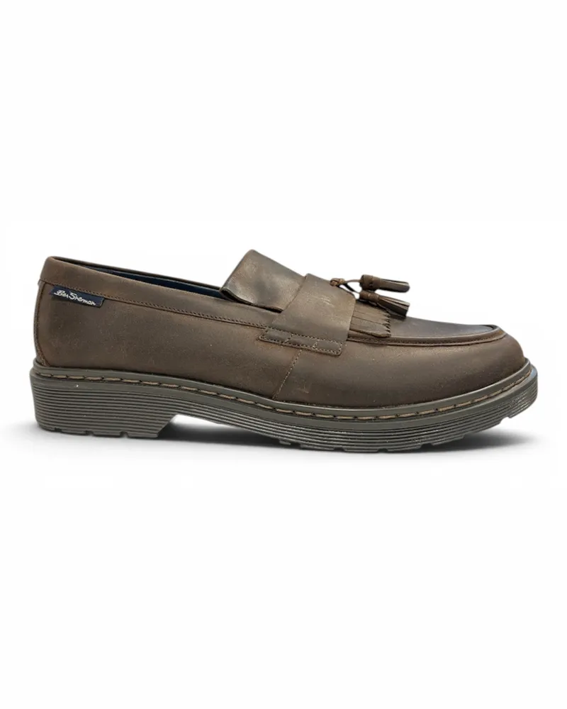 Ben Sherman Herren-Slipper aus braunem Leder mit Quasten - Dudley Dunkelbraun