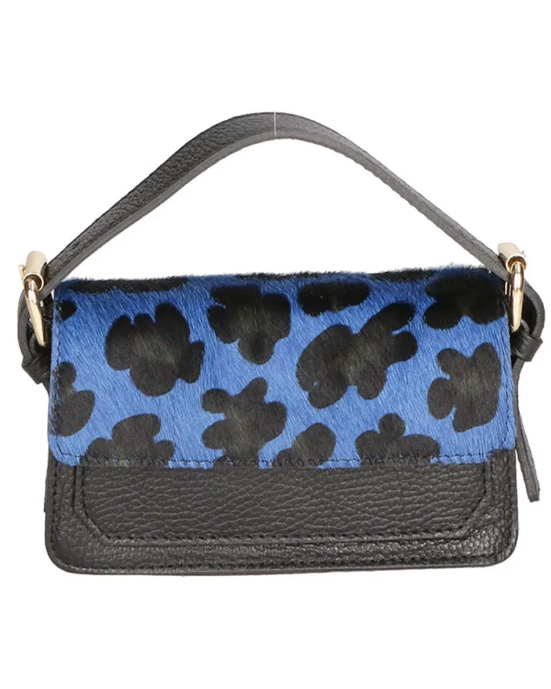 FAINA Handtasche Damen Leopard Blau Animal-print