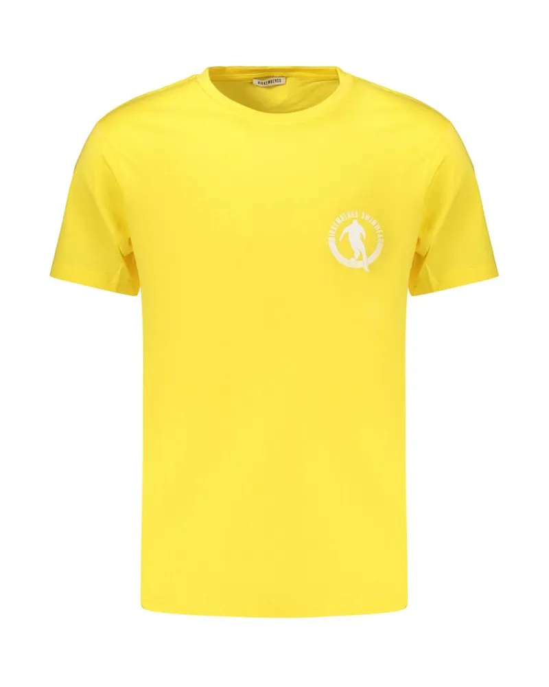 Bikkembergs Gelbes Baumwolle Herren T-Shirt Gelb