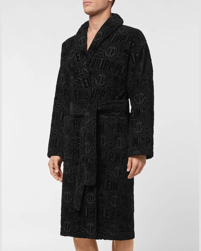 Philipp Plein Bademantel Tiger Schwarz