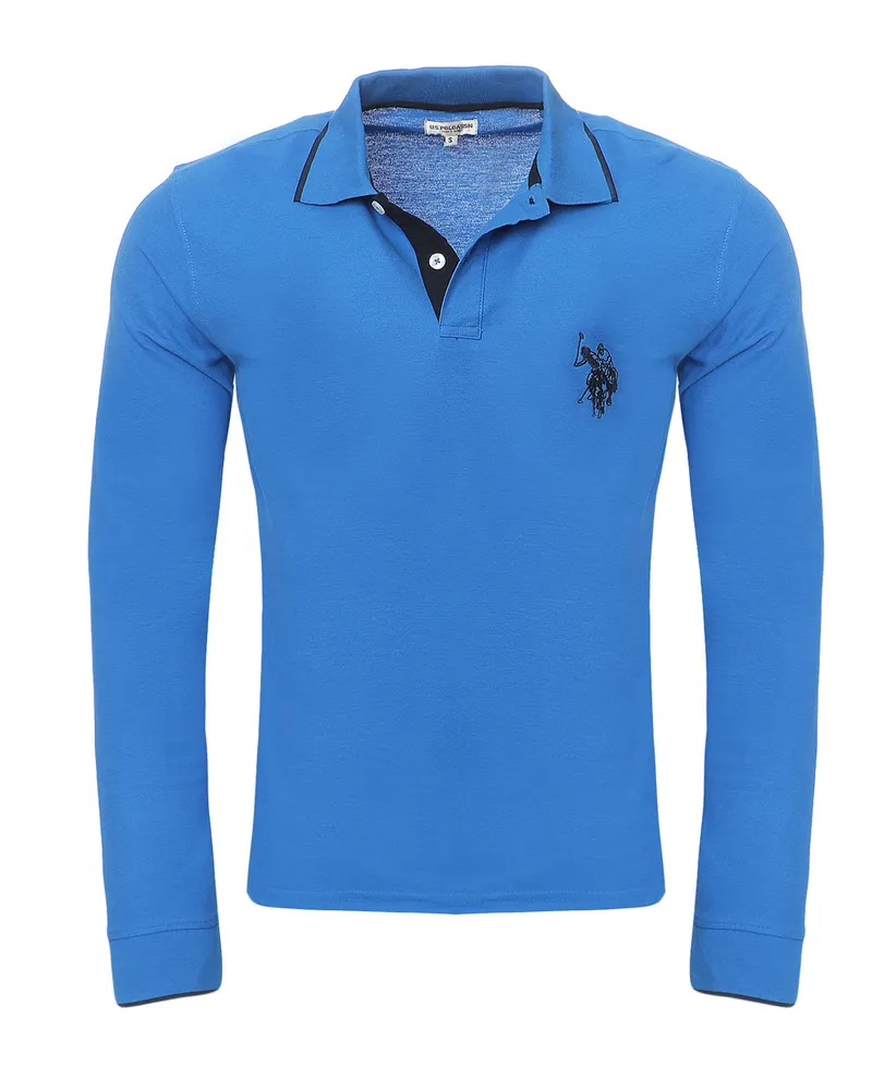 U.S. Polo Assn.  Langarm Poloshirt in Royal Blau