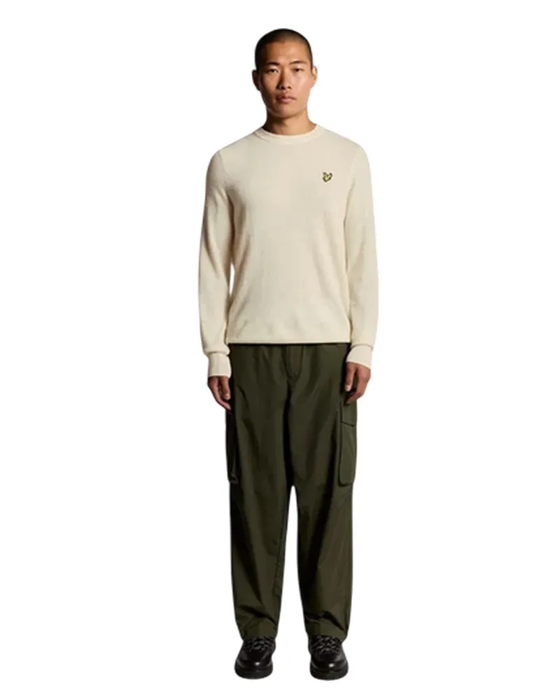 Lyle & Scott Pullover Top für Herren, Rundhalsausschnitt, Langärmlig (Beige meliert Beige