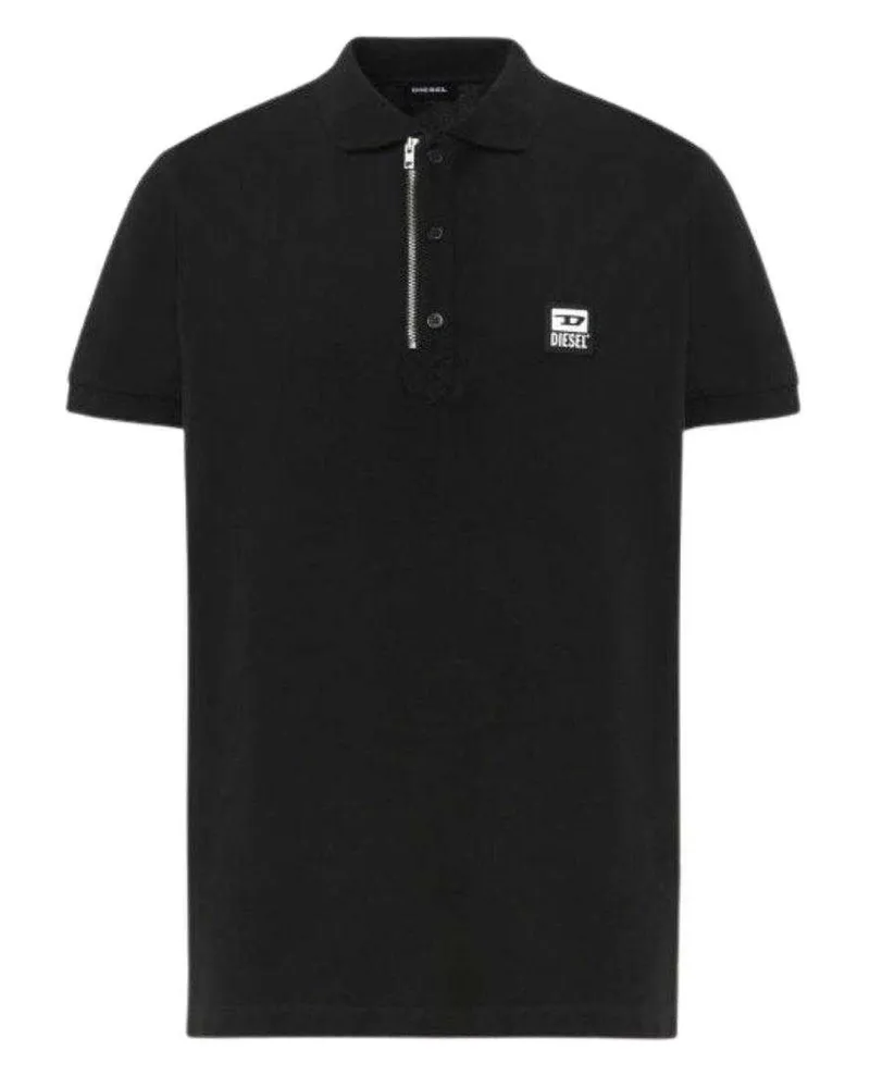 Diesel T-Harry" Poloshirt für Herren, Reißverschluss (Schwarz Schwarz