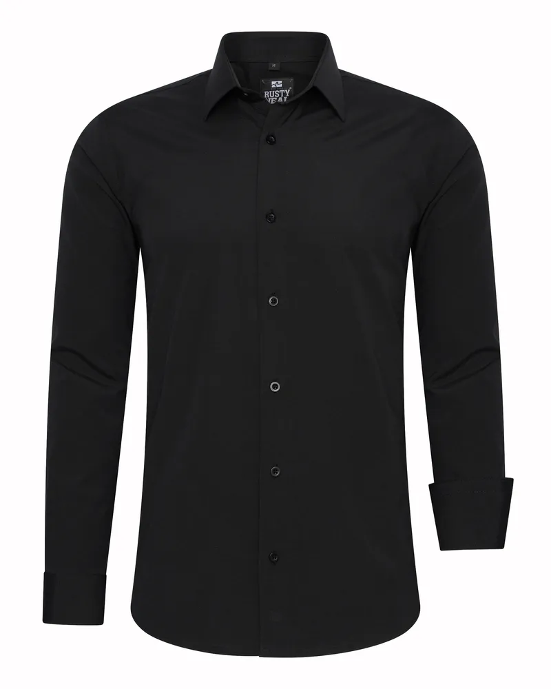 Rusty Neal Overhemd Slim Fit  Schwarz Schwarz