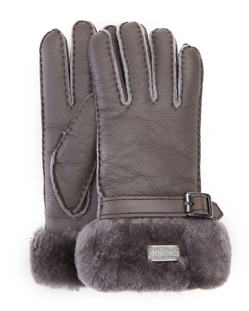 Australia Luxe Stulpenhandschuhe aus Leder - Grau Grau