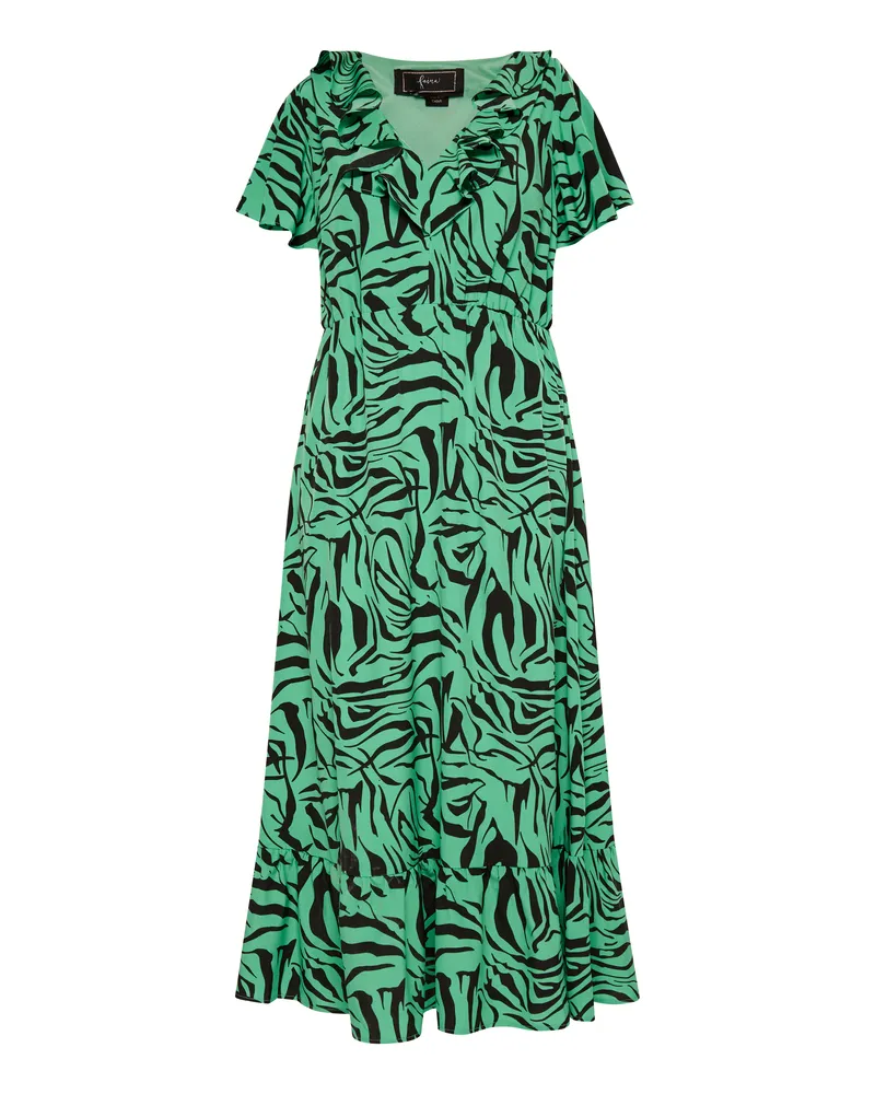 FAINA Kleid - Zebraprint Damen Grün Schwarz Schwarz
