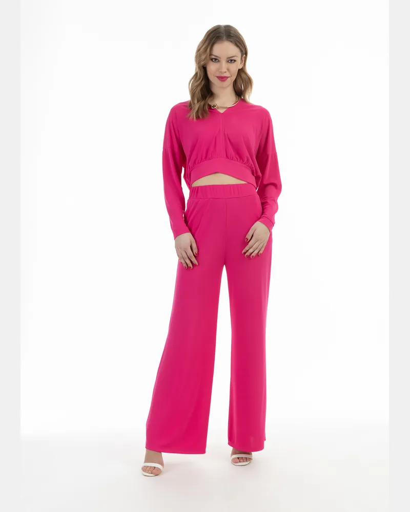 FAINA Cropped T-shirt à manches longues Rosa