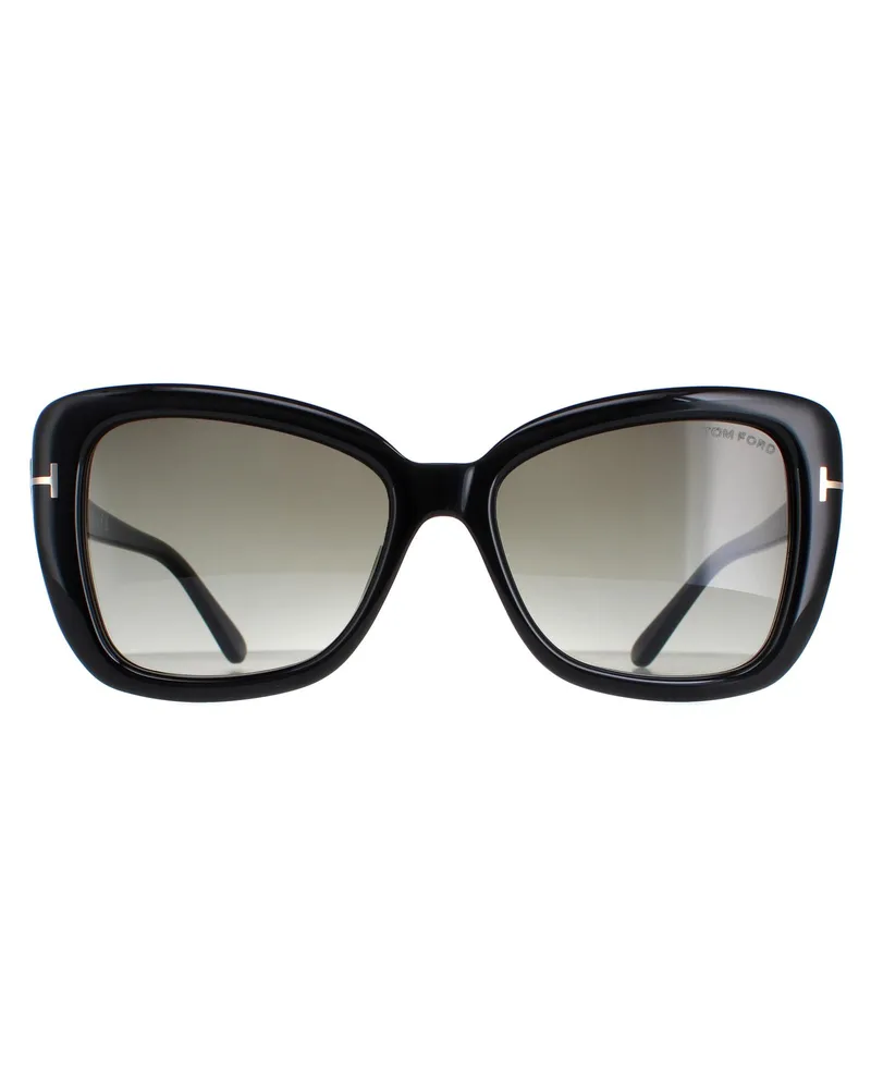 Tom Ford Square Womens Glänzend Schwarz Rauch Gradient Maeve FT1008 Schwarz