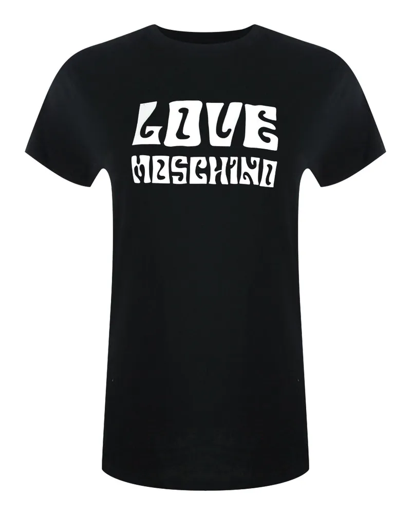 Moschino Groovy Logo Schwarzes T-shirt Schwarz