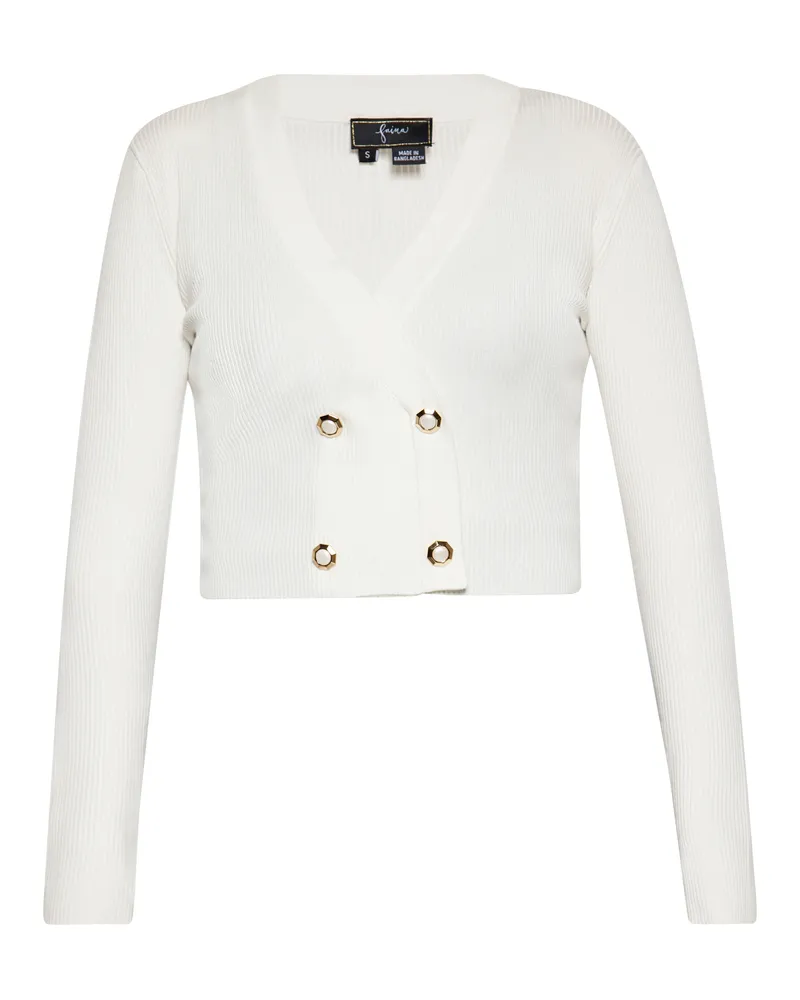 FAINA Strickjacke Damen Wollweiß Wollweiß