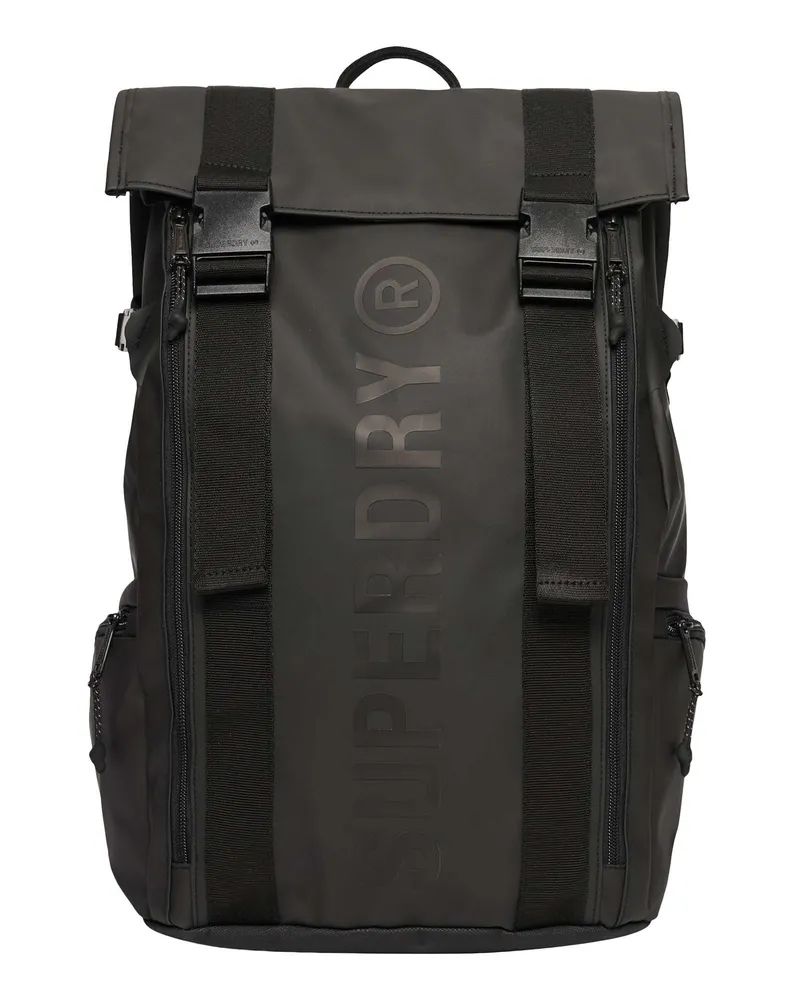 Superdry. Tarp Roll Top Rucksack, Schwarz Schwarz