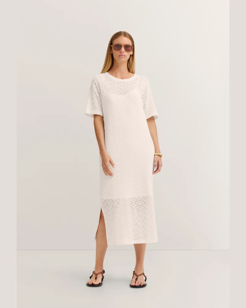 Bugatti Damen Sommerkleid mit Struktur aus Baumwollmix Ecru