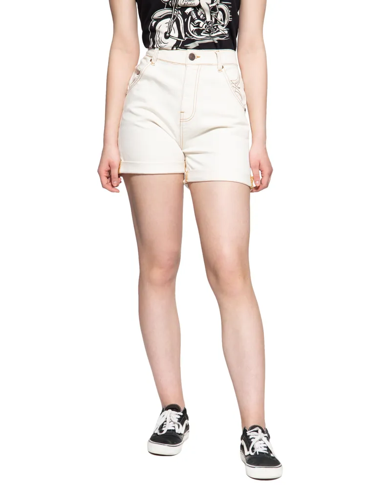 Queen Kerosin Damen Denim Shorts naturweiß Weiß