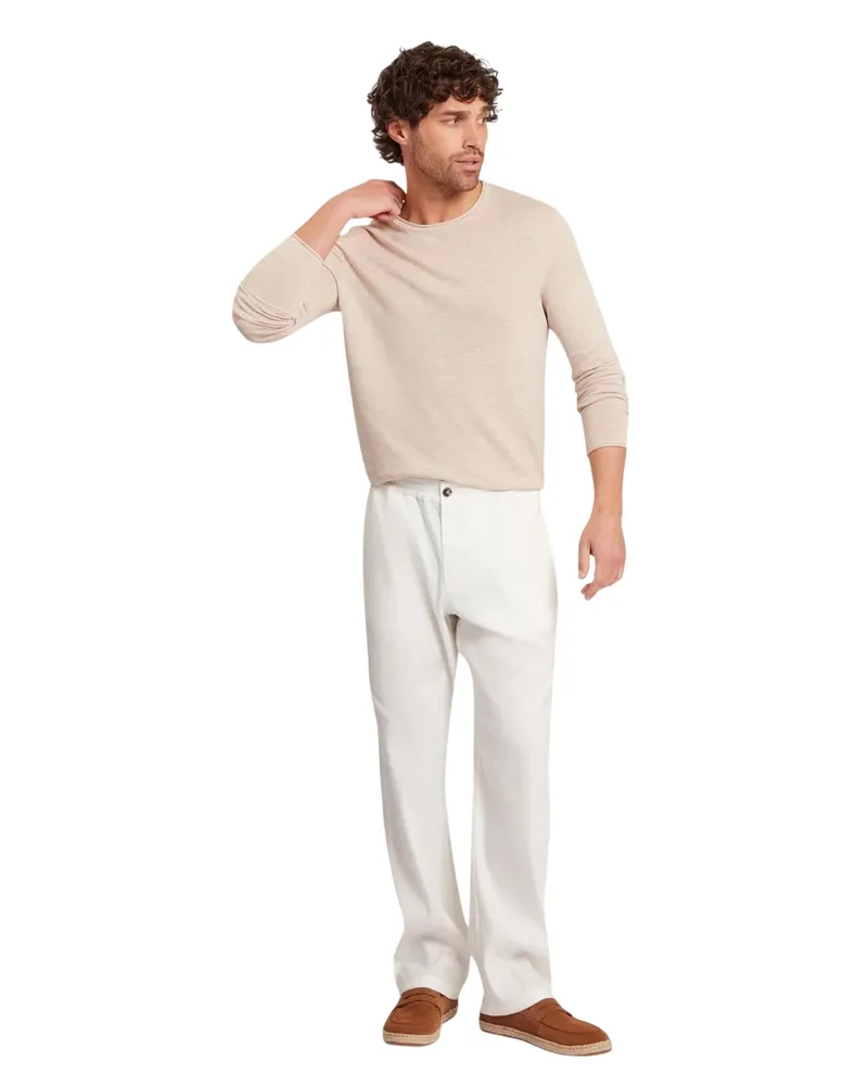 Ted Baker Pullover für Herren, Rundhalsausschnitt, Leinen-Mischung (Braungrau Taupe