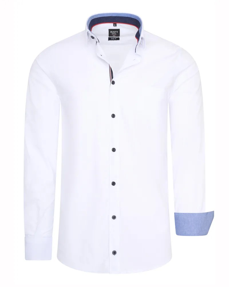 Rusty Neal Overhemd Regular Fit  Weiss Weiß