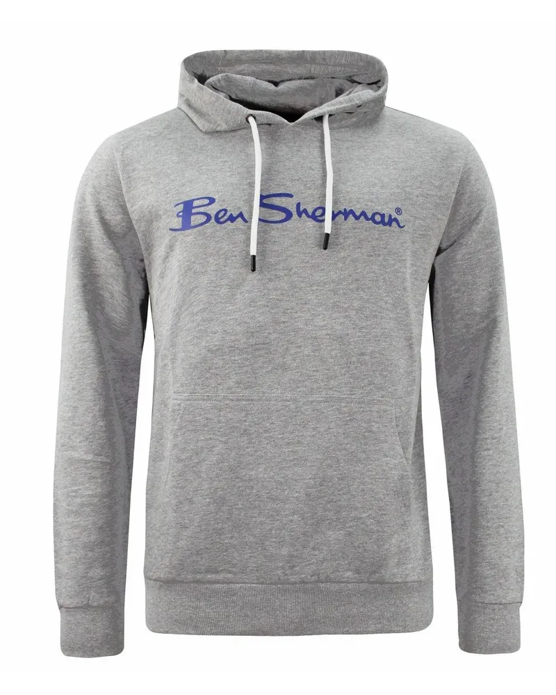 Ben Sherman Herren Big Logo Sweatshirt Hoody Verschiedene Farben 5059508418270 Grau
