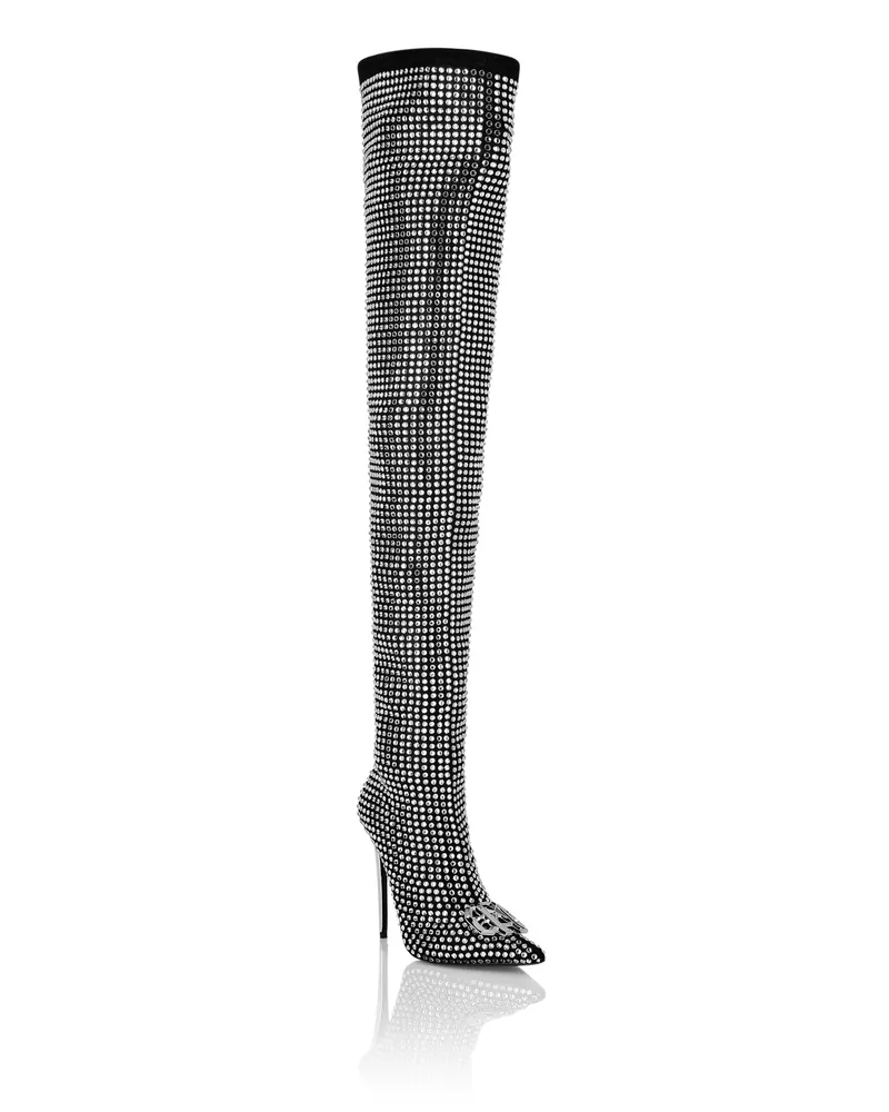 Philipp Plein Overknee-Stiefel Gothic Plein Schwarz