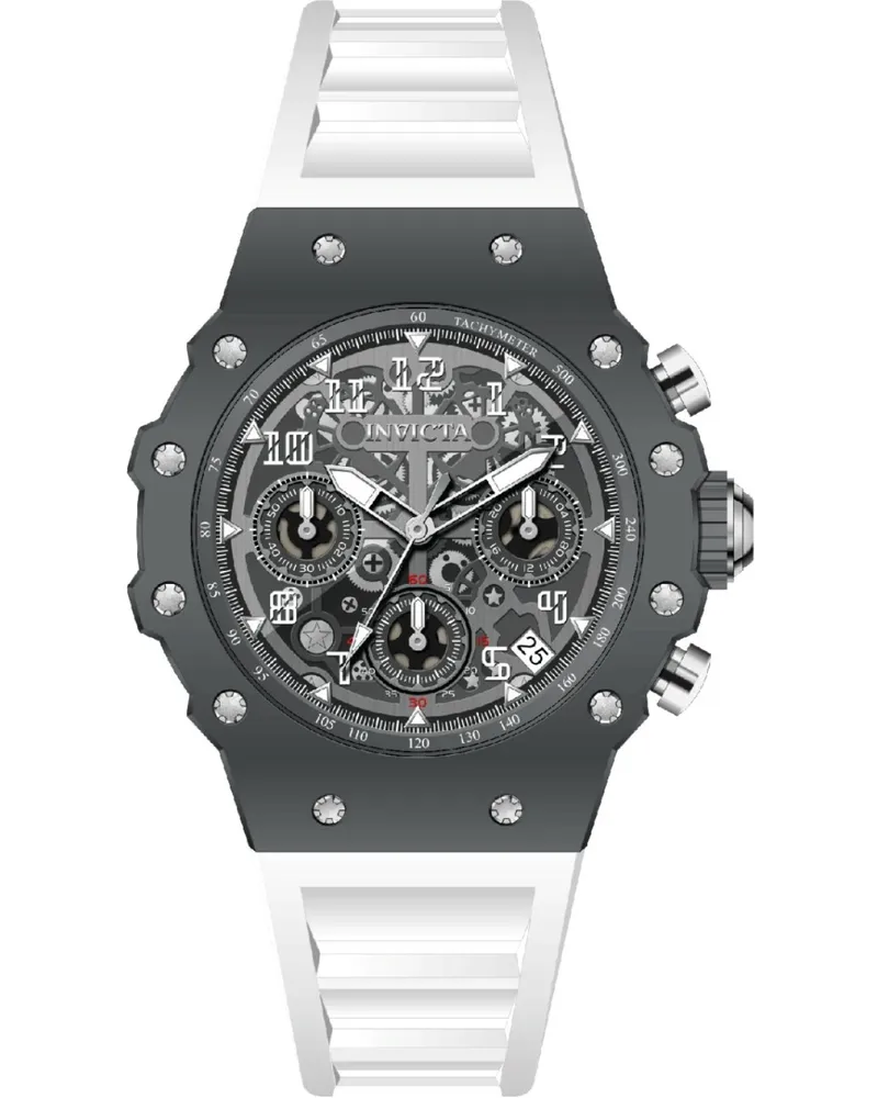 Invicta Racing 69618 Herrenuhr, Quarzwerk, Acrylgehäuse, 40 mm - Grau Grau