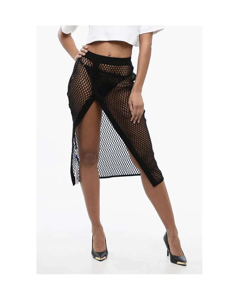 OFF-WHITE High-Waist-Midirock mit Mesh-Design in Schwarz Schwarz