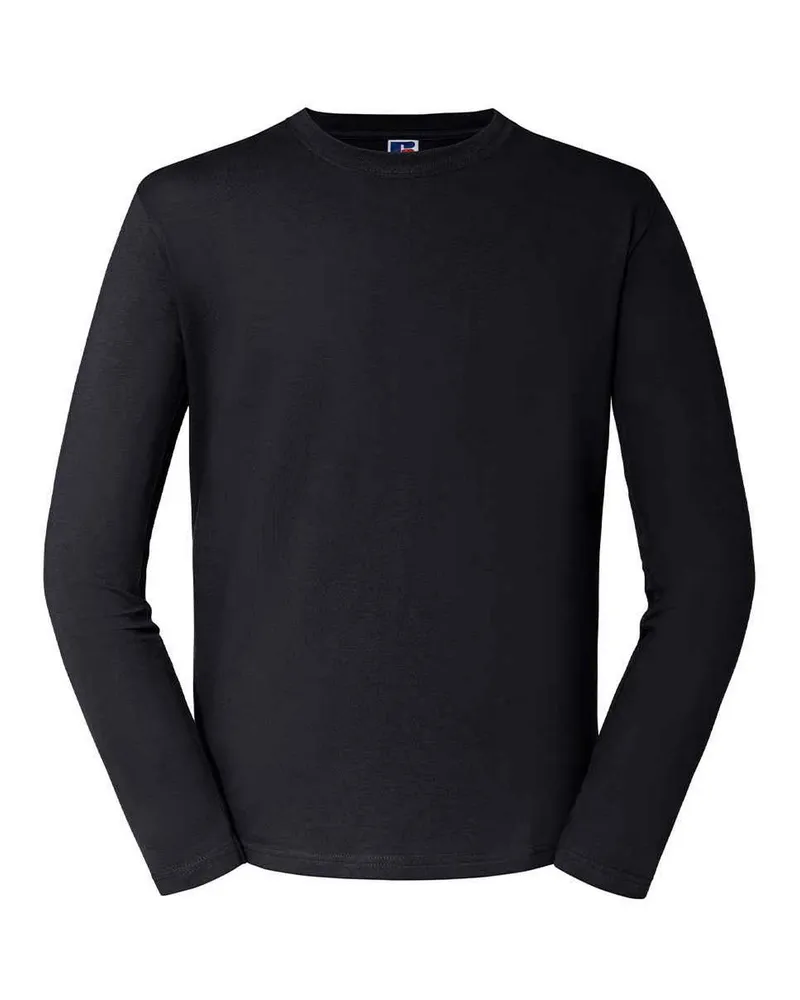 Russell Athletic Russell - "Classic" T-Shirt für Herren/Damen Unisex Langärmlig (Schwarz Schwarz