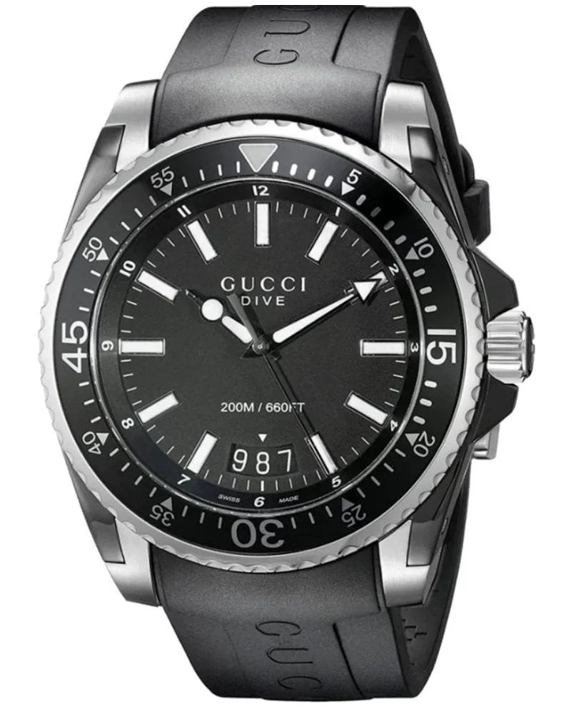 Gucci Dive Herrenuhr, Modell YA136204 - Schwarz Schwarz