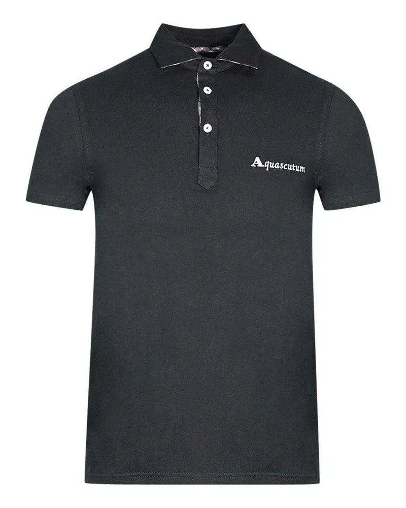 Aquascutum Poloshirt für Herren/Damen Unisex, Logo (Schwarz Schwarz