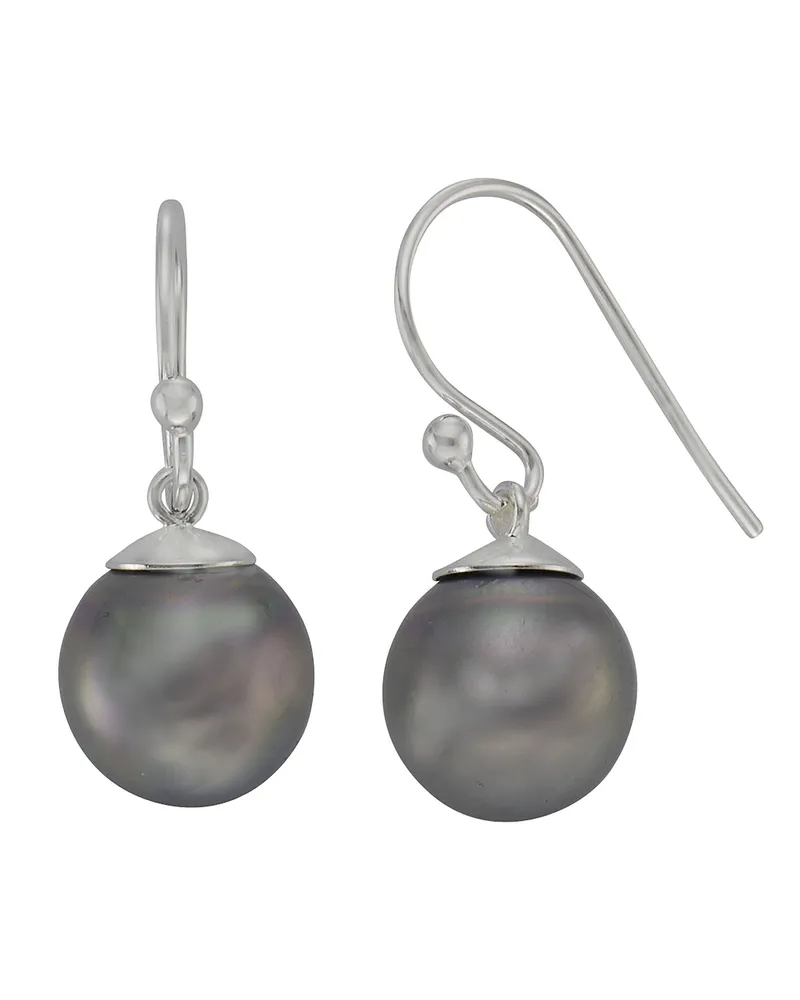 ZEEme Pearls Ohrstecker aus 925er Silber mit 2 Perlen, 10 mm - Grau Grau