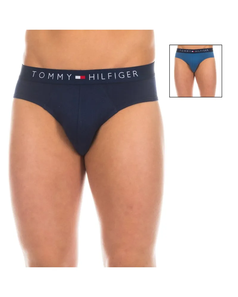 Tommy Hilfiger Pack-2 Slips atmungsaktives Gewebe und anatomische Front 1U87905064 Mann Blau