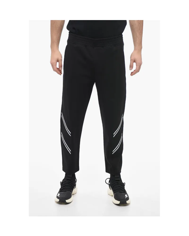 Neil Barrett REM + VARSITY Jogginghose mit einfacher Bundfalte und schmaler Passform Schwarz