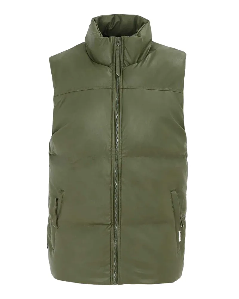 Firetrap Weste für Herren, Wattiert, PU (Armee-Grün Braun