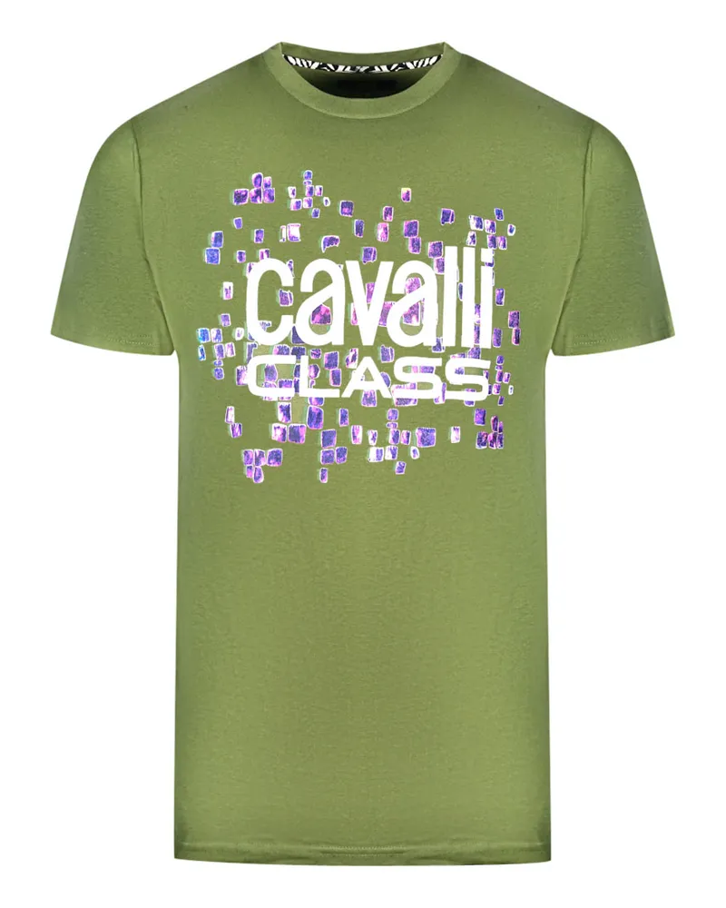 Roberto Cavalli Skalen-Design-Logo grünes T-Shirt Grün