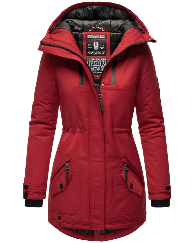 NAVAHOO Damenwinterjacke Avrille, warm, mittellang und stylisch - Rot Rot