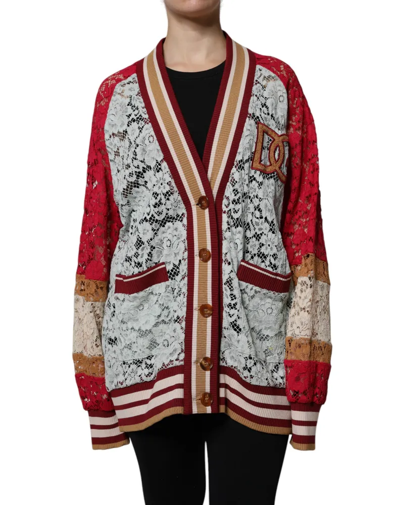 Dolce & Gabbana Spitzen-Cardigan Strickpatchwork Hellrosa