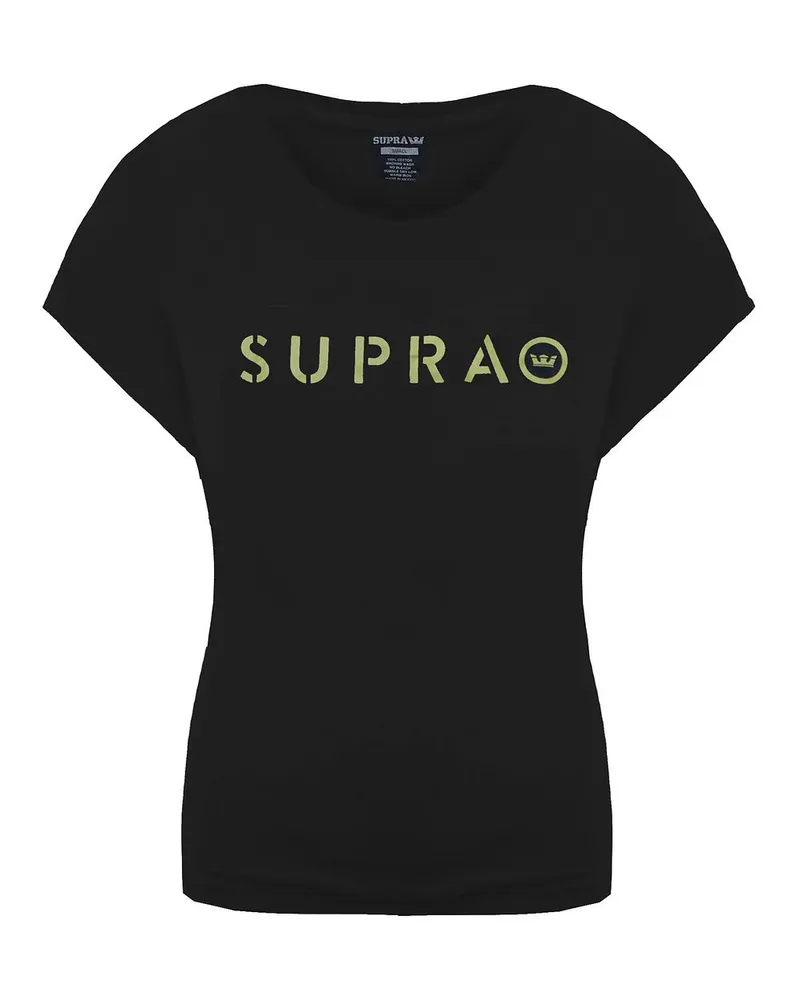 Supra Footwear Kurzarm rund Hals schwarze Damen All Caps T-Shirt 192225 010 Schwarz